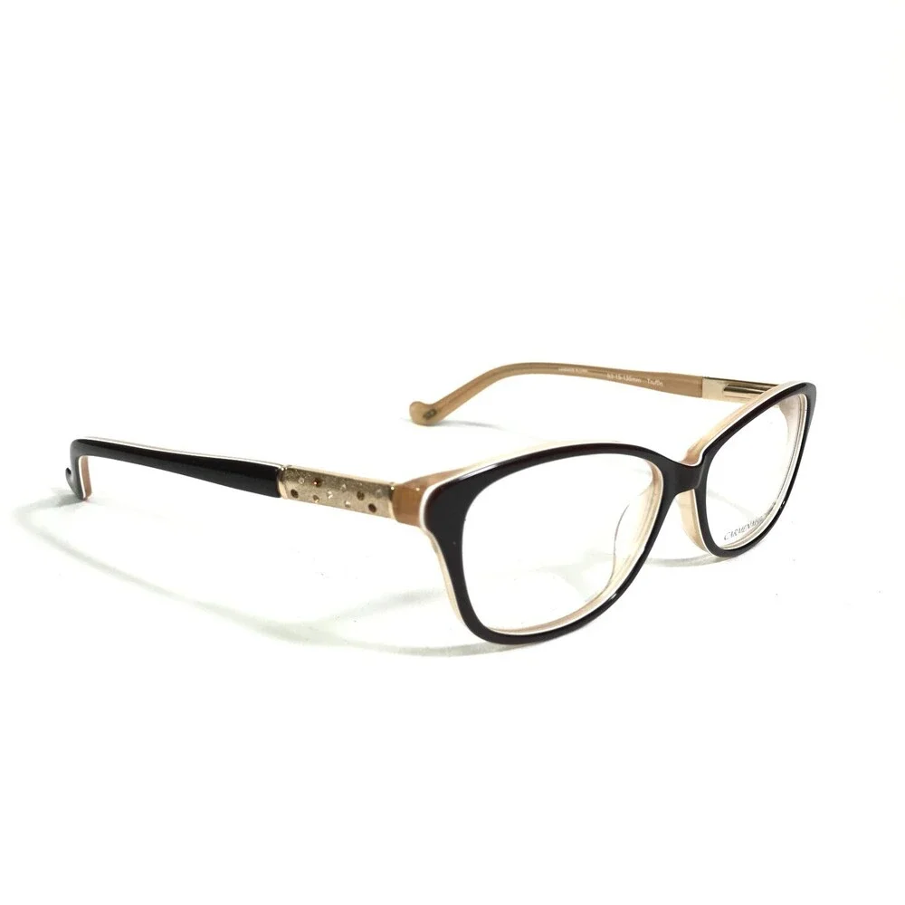 Carmen Marc Valvo Eyeglasses Frames Ariana Truffle Gold Brown Nude 53-15-135